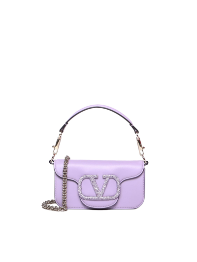Shop Valentino Locò Bag In Calfskin In Aster Lilac/violet
