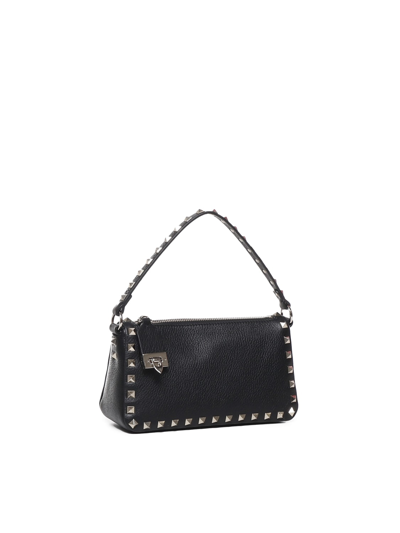 Shop Valentino Rockstud Shoulder Bag In Lambskin In Black