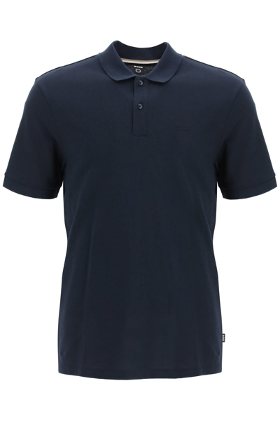 Shop Hugo Boss Organic Cotton Pallas Polo Shirt In Dark Blue (blue)