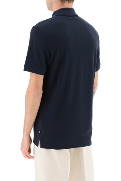 Shop Hugo Boss Organic Cotton Pallas Polo Shirt In Dark Blue (blue)