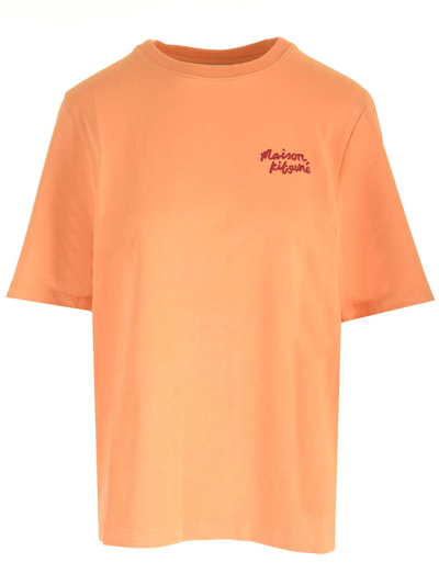 Shop Maison Kitsuné Cotton Logo T-shirt In Orange
