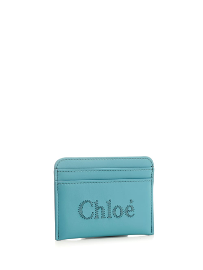 Shop Chloé Sense Card Holder In Light Blue