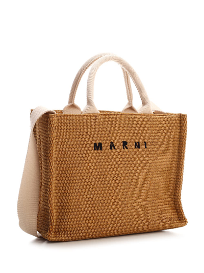 Shop Marni Street-style Straw Shopper Bag In Raw Sienna Natural