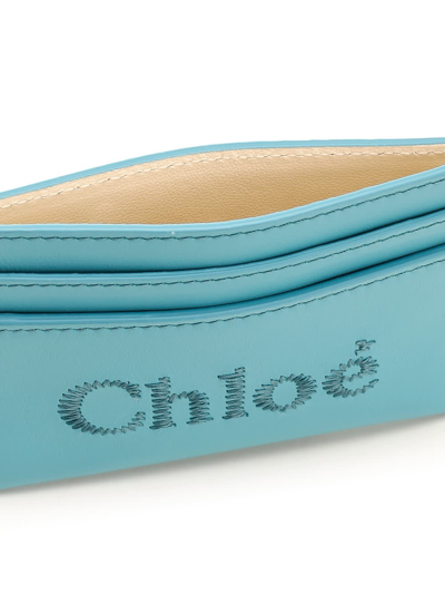 Shop Chloé Sense Card Holder In Light Blue
