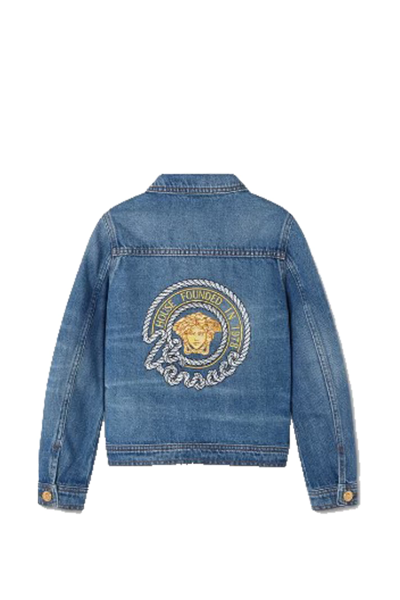 Shop Versace Denim Jacket In Blue