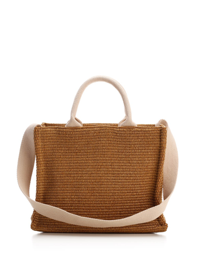 Shop Marni Street-style Straw Shopper Bag In Raw Sienna Natural