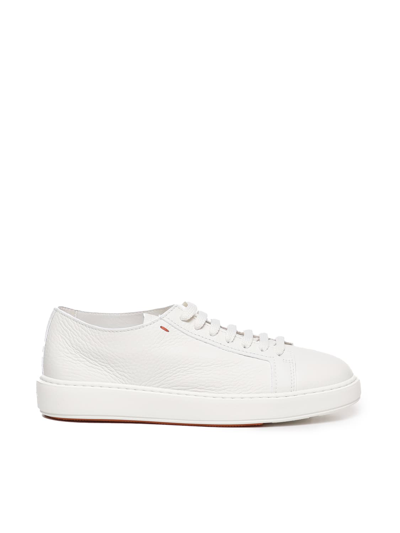 Shop Santoni Cotton Canvas Sneakers In White