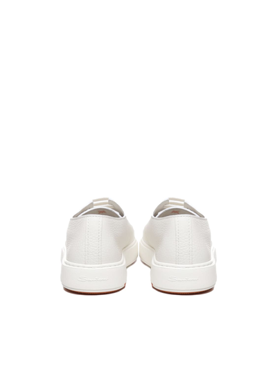 Shop Santoni Cotton Canvas Sneakers In White
