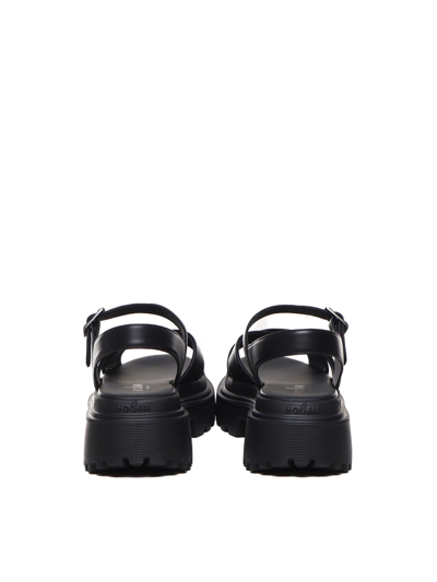 Shop Hogan Sandals H644 In Black