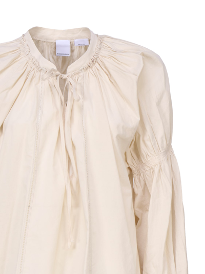 Shop Pinko Muslin Blouse With Perforated Embroidery In Ivory