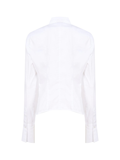Shop Pinko Flanked Poplin Shirt With Embroidered Logo In White