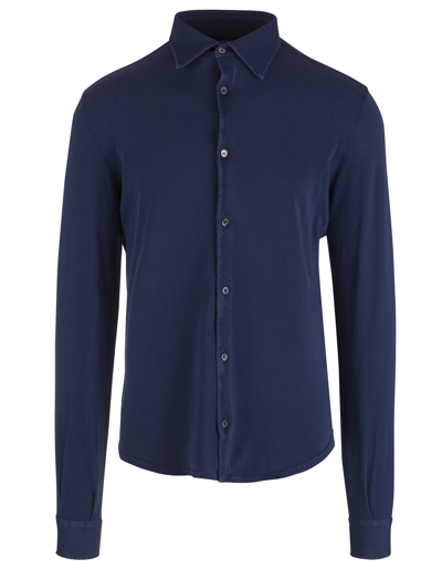 Shop Fedeli Teorema Shirt In Royal Blue Cotton Piqué