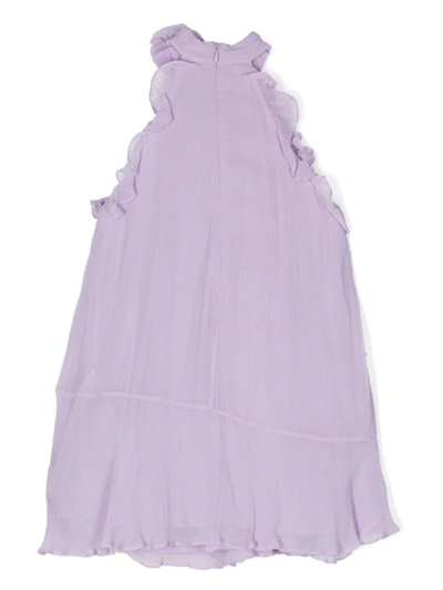 Shop Miss Blumarine Lilac Ruffled Chiffon Dress In Purple