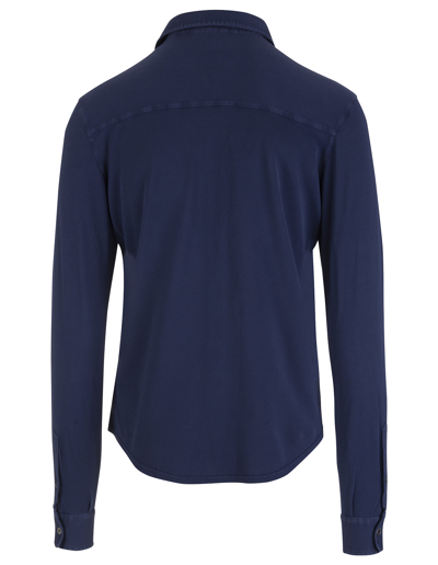 Shop Fedeli Teorema Shirt In Royal Blue Cotton Piqué