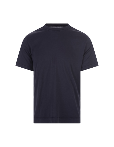 Shop Fedeli Basic T-shirt In Night Blue Giza Jersey