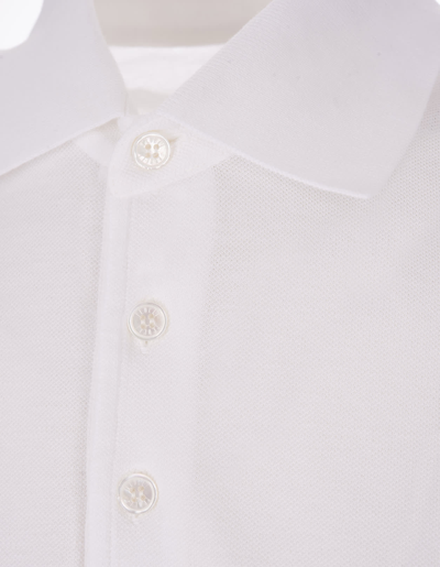 Shop Fedeli White Cotton Pique Polo Shirt