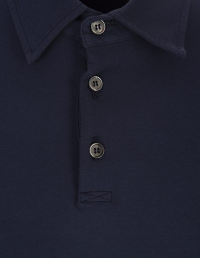 Shop Fedeli Night Blue Long Sleeve Polo Shirt