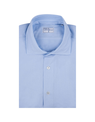 Shop Fedeli Light Blue Strech Shirt