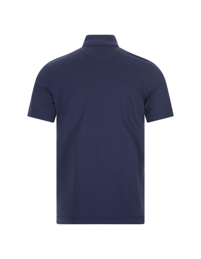 Shop Fedeli Short-sleeved Polo Shirt In Dark Blue Cotton