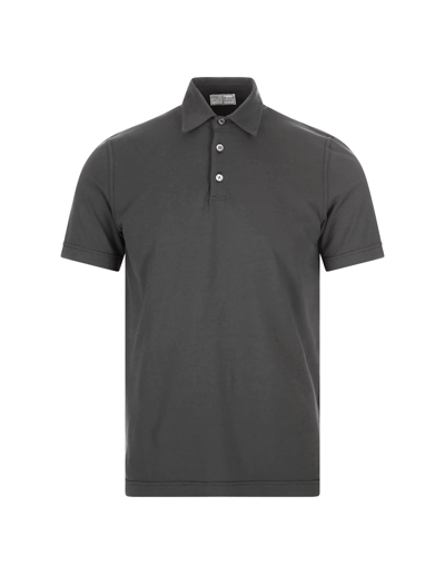 Shop Fedeli Short-sleeved Polo Shirt In Dark Grey Cotton