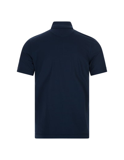 Shop Fedeli Short-sleeved Polo Shirt In Navy Blue Cotton