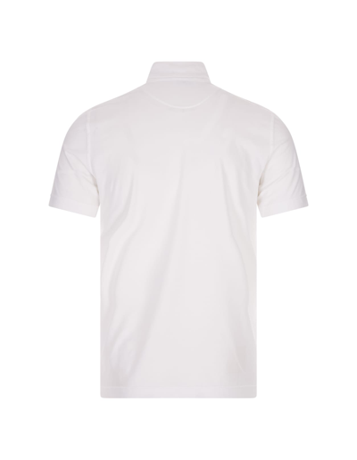 Shop Fedeli Short-sleeved Polo Shirt In White Cotton