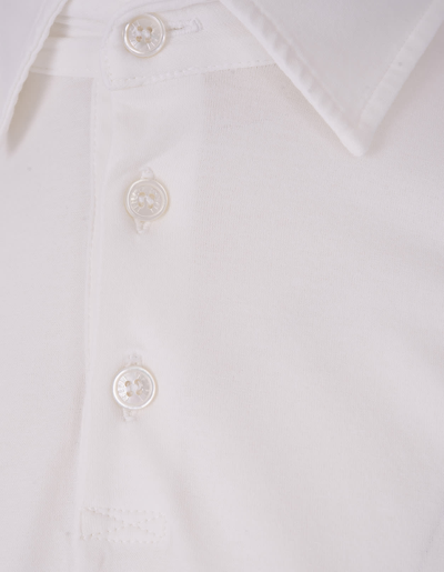 Shop Fedeli Short-sleeved Polo Shirt In White Cotton