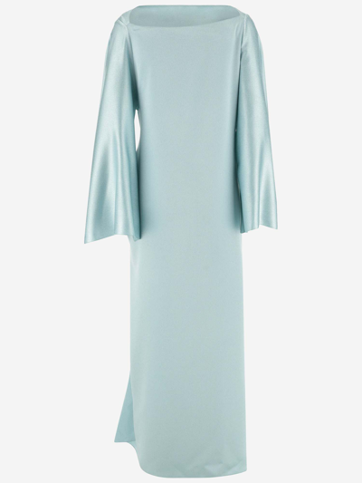 Shop Stephan Janson Satin Long Dress In Clear Blue