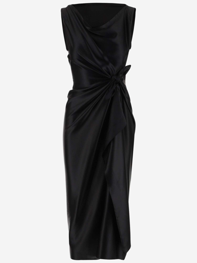 Shop Stephan Janson Draped Silk Dress In Black