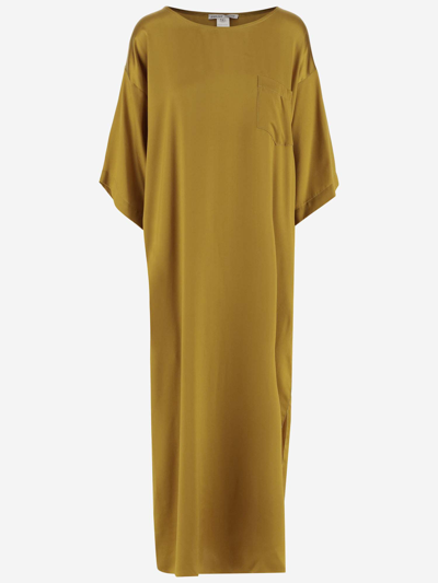 Shop Stephan Janson Silk Long Dress In Golden