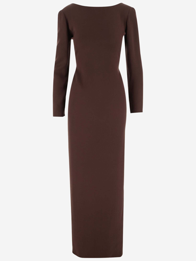Shop Stephan Janson Silk Long Dress In Brown