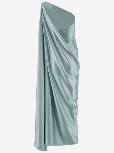 Shop Stephan Janson Draped Satin Dress In Light Blue