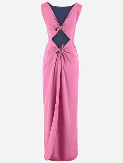 Shop Stephan Janson Silk Long Dress In Pink