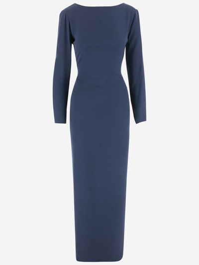 Shop Stephan Janson Silk Long Dress In Blue
