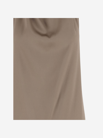 Shop Stephan Janson Draped Stretch Silk Dress In Beige