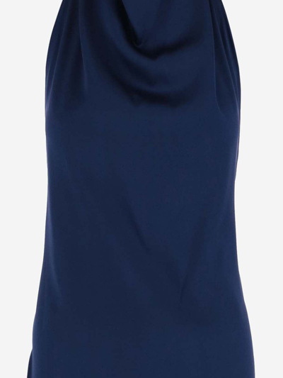 Shop Stephan Janson Draped Stretch Silk Dress In Blue