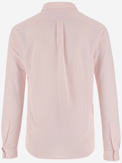 Shop Ralph Lauren Cotton Shirt With Check Pattern In Pink