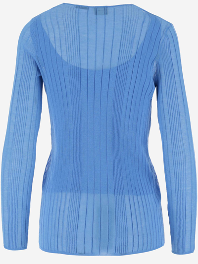 Shop Pinko Lightweight Knit Cardigan In Clear Blue
