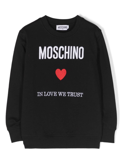 Shop Moschino Black Sweatshirt With Logo In Cotton Boy