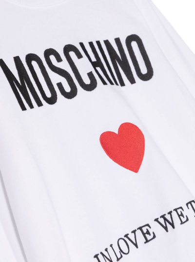 Shop Moschino White Sweatshirt With Logo In Cotton Boy