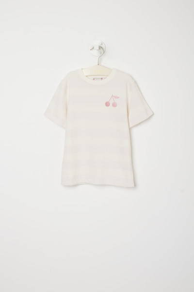 Shop Bonpoint Ivory T-shirt For Girl With Iconic Cherries In White