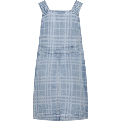 Shop Burberry Denim Dungarees For Girl With Iconic All-over Check