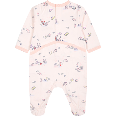 Shop Kenzo Pink Set For Baby Girl With Marine Animal Print