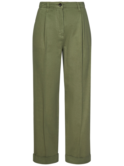 Shop Etro Trousers In Olive Green