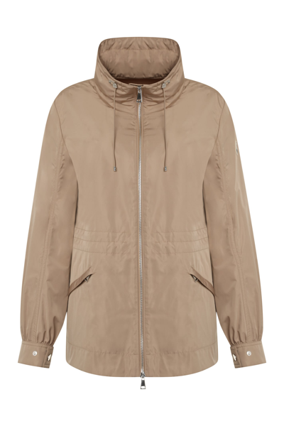 Shop Moncler Enet Technical Fabric Parka In Beige