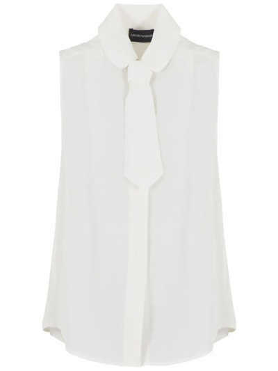Shop Emporio Armani Sleeveless Shirt In Warm White