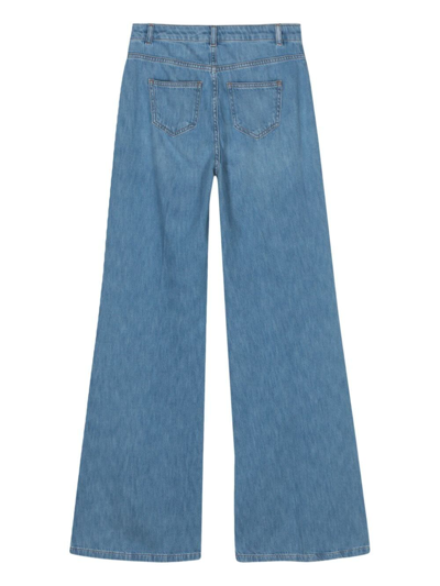 Shop Twinset Wide Leg Jeans In Medium Denim