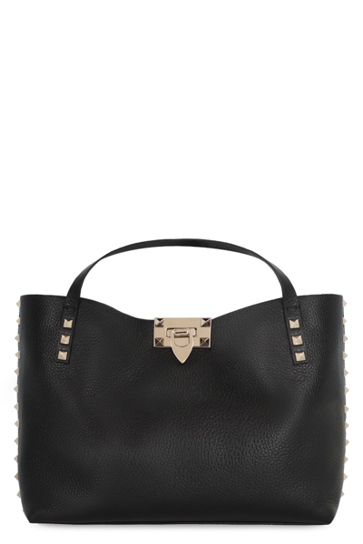Shop Valentino Garavani - Rockstud Leather Small Bag In Black
