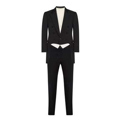 Shop Dolce & Gabbana Wool Frac Suit In Black