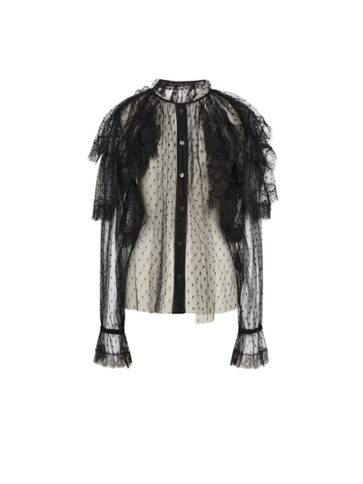 Shop Dolce & Gabbana Lace Ruffled Shirt In Black